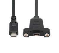 CY Cable USB2.0 Micro 5Pin Female to Type-C USB-C Male Power Cable 480Mbps Data with Panel Mount Holes 50cm