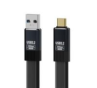 CY Cable USB3.1 Type-A Male to Type-C Male 10Gbps Flat Slim FPC USB-C Data Power Cable 5V3A for Laptop Phone Disk (100cm)