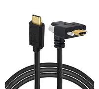 CY Cable USB3.1 Type-C Male to Dual Thumbscrew Locking USB-C Vertical 90 Degree Up Down Angled 10Gbps Data Cable Panel Mount Type