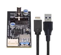 CY Card Type-E or 19/20Pin Header to USB 3.0 20Pin & Type-E Dual Ports Female PCBA Type Adapter Splitter HUB 5Gbps