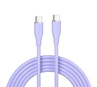 CY Colorful USB-C 480Mbps Type-C Male to Male Cable Ultra Soft High Flex 65W Hyper Super Flexible Cord (Purple 100cm)