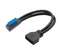 CY Cord Left Angled Low Profile USB 3.0 20Pin 19Pin Male to Female Extension 5Gbps Cable 90 Degree for Motherboard