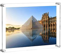 CY craft 11x14 Acrylic Wall Mount Floating Picture Frame,Collage Photo Frames for Display Degree Certificate,Clear Hanging Pictures Frames,Double Panel(Full Frame is 13x16 inch),Pack of 1