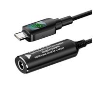 CY DC Jack 5.5x2.1mm Input to USB-C Type-C Power 140W Smart LED Display Charge Cable for Laptop Phone PD9V/5V/20V/7A