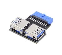 CY Dual USB 3.0 A Type Female to Motherboard 20/19 Pin Box Header Slot Adapter 5Gbps Horizontal Type PCBA