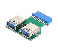 CY Dual USB 3.0 A Type Female to Motherboard 20/19 Pin Box Header Slot Adapter 5Gbps Vertical Type PCBA