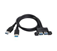 CY Dual USB 3.0 male to USB 3.0 Female Extension Cable 50cm with screw Panel Mount holes