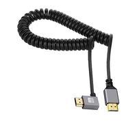 CY HDMI 2.0 Male to HDMI Male 4K 60hz Stretch Coiled Cable Left Angled 90 Degree for HDTV Computer Laptop Monitor