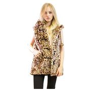 CY Longline Oversized Faux Fur Gilet with Hood in Grey or Leopard print