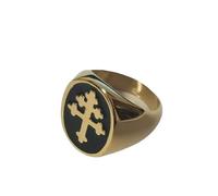 Cy Men's Stainless Steel Ring Lorraine Cross Ring Knights Templar Jewelry Accessory, Metal, No Gemstone