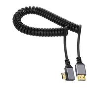 CY Mini HDMI 2.0 Male to HDMI Male 4K 60hz Stretch Coiled Cable Left Angled 90 Degree for HDTV Computer Laptop Monitor