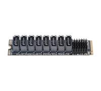 CY NGFF NVME M-Key PCI Express 4.0 to SATA 3.0 6Gbps 8 Ports Adapter Converter Hard Drive SSD Extension Card 2280 PM Port Multiplier Selector (9-Ports)