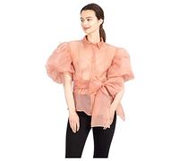 CY Organza Shirt with Big Bow Belt Design in Black Pink Color Elegant Occasion Party wear