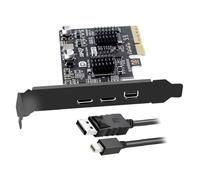 CY PCI-E Express 4x & Mini Displayport 1.4 Input to Dual 10Gbps USB 3.1 Type-C USB-C & 4K 60hz Output Desktop Graphics Expansion Card Adapter ASM3142