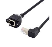 CY STP UTP Cat 5e Male to Female Panel Mount Ethernet Network Extension Cable 30cm Up Angled 90 Degree