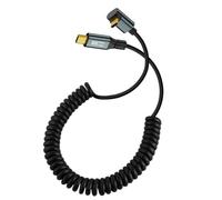 CY Stretch Coiled USB-C USB4 Cable 20Gbps 100W 8K Type-C Up Angled Male to Male Cable Power & Data for Laptop Keyboard Tablet
