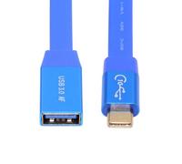 CY Ultra Flat Slim USB 3.0 Type-C Male USB-C to OTG USB3.0 Type-A Female Cable On-the-Go Blue 10Gbps for Laptop Computer Disk SSD Camera Data 20cm