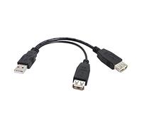 CY USB 2.0 A Male to Dual Data Female + Power Cable Female Extension 20cm
