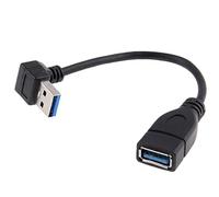 CY USB 3.0 A Male to Female Extension Cable White 20cm Down Right Angled 90 Degree