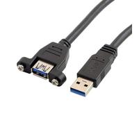 CY USB 3.0 A Type Male to Female Extension Cable with Panel Mount Screws 50cm