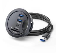 CY USB 3.0 Hub SD TF USB-C 2 Port USB 60mm Desk Grommet Splitter Dock Station Micro-SD Card Reader for Desktop PC