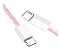 CY USB-C Type C Male to Male PD 27W 65W Power 480Mbps Data Cable White Sleeve for Phone & Tablet & Laptop (Pink Color 0.2m)