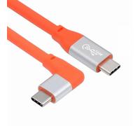 CY USB3.2 20Gbps Male to Male Cable 90 Degree Left Right Angled Ultra Soft High Flex 100W 8K 5K 4K USB4.0 Hyper Super Flexible Cord (30cm)