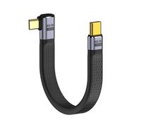CY USB4.0 Cable 240W Power Type-C USB-C Male to Male USB4 Left Right Angled 40Gbps 100W 8K Flat Slim FPC Data Cable 13cm Compatible with iPhone 15 Laptop Phone