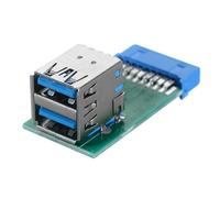 CY Vertical Dual Ports USB 3.0 A Type Female to Motherboard 20 Pin Box Header Slot Adapter PCBA for Mainbord