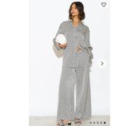 CY Women's Black & White Letter D Houndstooth Print Shirt & Trousers Co-ords | Size: Medium/Large CY Black M/L