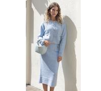 CY Women's Cosy Knit Co-ords set with Floral button design in pale blue CY Blue One Size