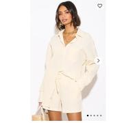 CY Women's Cotton Blend Duben Shirt & Shorts In Relaxed Fit Co-Ords Suits In Cream | Size: Medium/Large CY Cream M/L