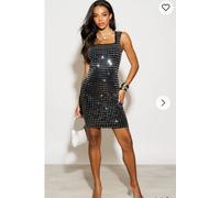 CY Women's Diamond Shape Sequin Mini Dress In Black | Size: Medium/Large CY Black M/L