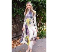 CY Women's Floral Print Full Pleated Printed Top & Midi Skirt Co-ords Set in White CY White One Size