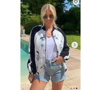 CY Women's Floral Print Winter Quilted Bomber Jacket In White | Size: S/M CY White S/M