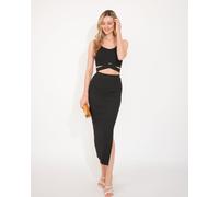 CY Women's Knitted bodycon style vest top with tie up design & midi pencil skirt co-ords set in black | Size: S/M CY Black S/M