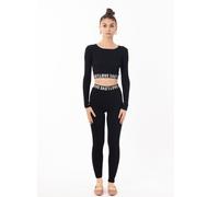 CY Women's Loungewear Co-Ord With Love Logo | Black Crop Top & Leggings | Size: Medium/Large CY Black M/L