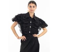 CY Women's Multi Ruffle Layer design Blouse in Black color | Size: Medium/Large CY Black M/L