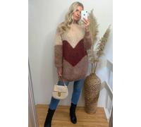 CY Women's Oversized Super Soft Colour Block Jumper In Beige CY Multicolor One Size