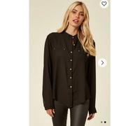CY Women's Plain Color Chiffon Shirt in Black | Size: S/M CY Black S/M