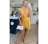 CY Women's Sleeveless Mini Wrap Dress In Mustard Yellow Color | Size: S/M CY Yellow S/M