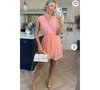 CY Women's Sleeveless Mini Wrap Dress In Peach Pink Color | Size: S/M CY Pink S/M