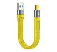 CY Yellow 10Gbps USB 3.1 Type C Male to USB3.0 Type A Male Flat Slim FPC Data Cable 13cm Compatible with iPhone 15 Laptop Phone