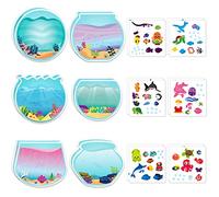 CY2SIDE 12PCS Summer Sea Animal Stickers Scene for Kids, Make A Sea Sticker Scene with Sharks Tropical Fish, Make Your Own Ocean Animal Sticker Scene Art Craft, DIY Summer Party Games Class Activities