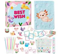 CY2SIDE 44PCS Axolotl DIY Journal Kit Set for Kids Axolotl Plush Scrapbook Diary Journaling Stationery Set for Writing Make Your Own Scrapbook with Crafts Idea Birthday Gifts for Teen Girls DIY Gifts