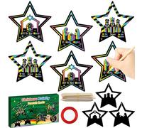 CY2SIDE 60PCS Christmas Nativity Star Scratch Card Gift Set for Kid, DIY Jesus Birth Christian Scratch Paper Art for Kids School Activity, Religious Magic Art Rainbow Color Xmas Tree Hanging Ornament