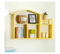 CYairong-22 Floating Wall Shelves Small House Shape Floating Shelves Metal Frame Bedroom Wall Shelf(Yellow)