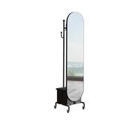 CYairong-22 Full Length Mirror Dressing Mirror Coat Rack All-in-one Full-length Floor Rotatable(Black)