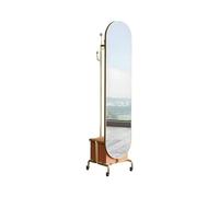 CYairong-22 Full Length Mirror Dressing Mirror Coat Rack All-in-one Full-length Floor Rotatable(Gold)