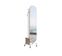 CYairong-22 Full Length Mirror Dressing Mirror Coat Rack All-in-one Full-length Floor Rotatable(White)